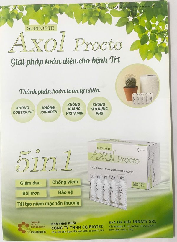 Axol Procto Đặt Giảm Ngay Mọi Triệu Chứng Của Trĩ Chính Hãng Italia