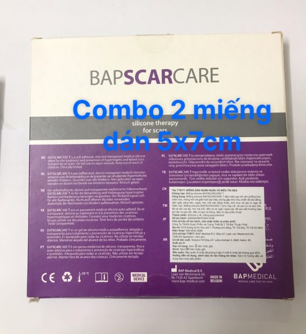 Silicone Gel Bap Scar Care Miếng Dán 5x7cm Chăm Sóc Toàn Diện Cho Sẹo Thâm, Sẹo Lồi & Sẹo Lõm Bapscarcare