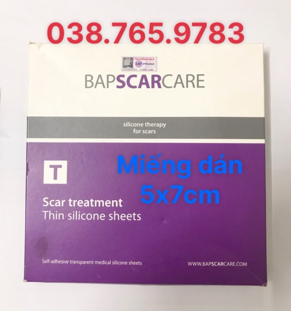 Silicone Gel Bap Scar Care Miếng Dán 5x7cm Chăm Sóc Toàn Diện Cho Sẹo Thâm, Sẹo Lồi & Sẹo Lõm Bapscarcare