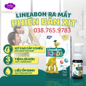 Lineabon Dạng Xịt Màu Xanh Bổ Sung Vitamin D3, K2 Giúp Hấp Thụ Canxi, Giảm Nguy Cơ Loãng Xương